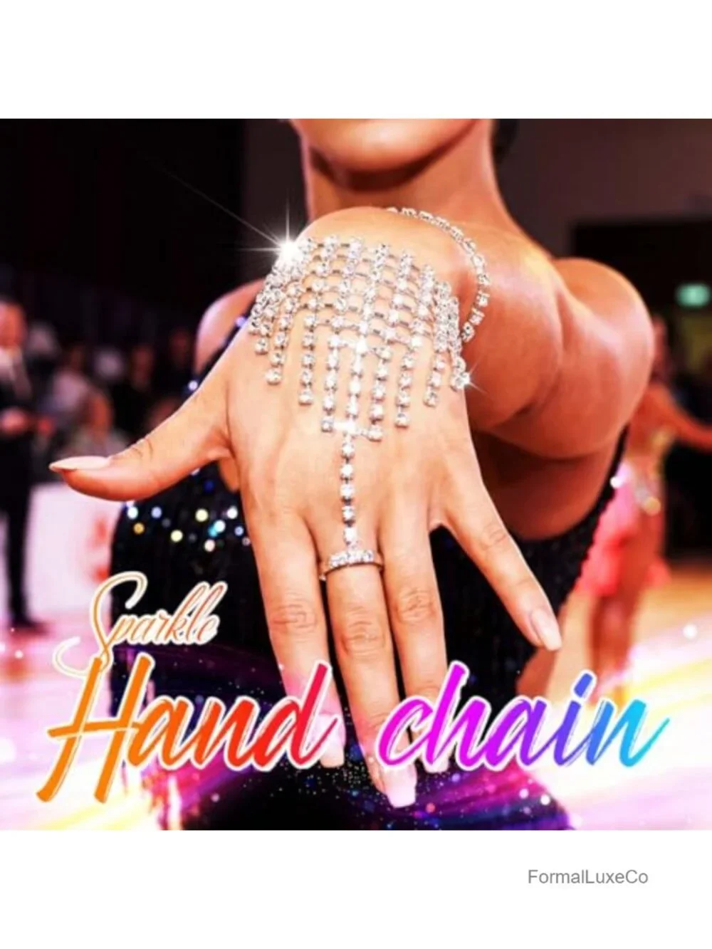 Rhinestone Fingerless Gloves with Adjustable Wrist Band for Wedding Prom
